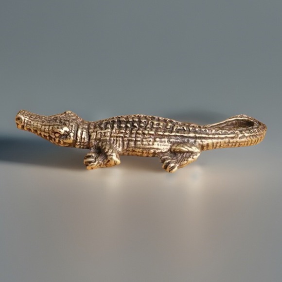 Alligator Gator Brass Figure Miniature Sculpture New - Picture 1 of 7